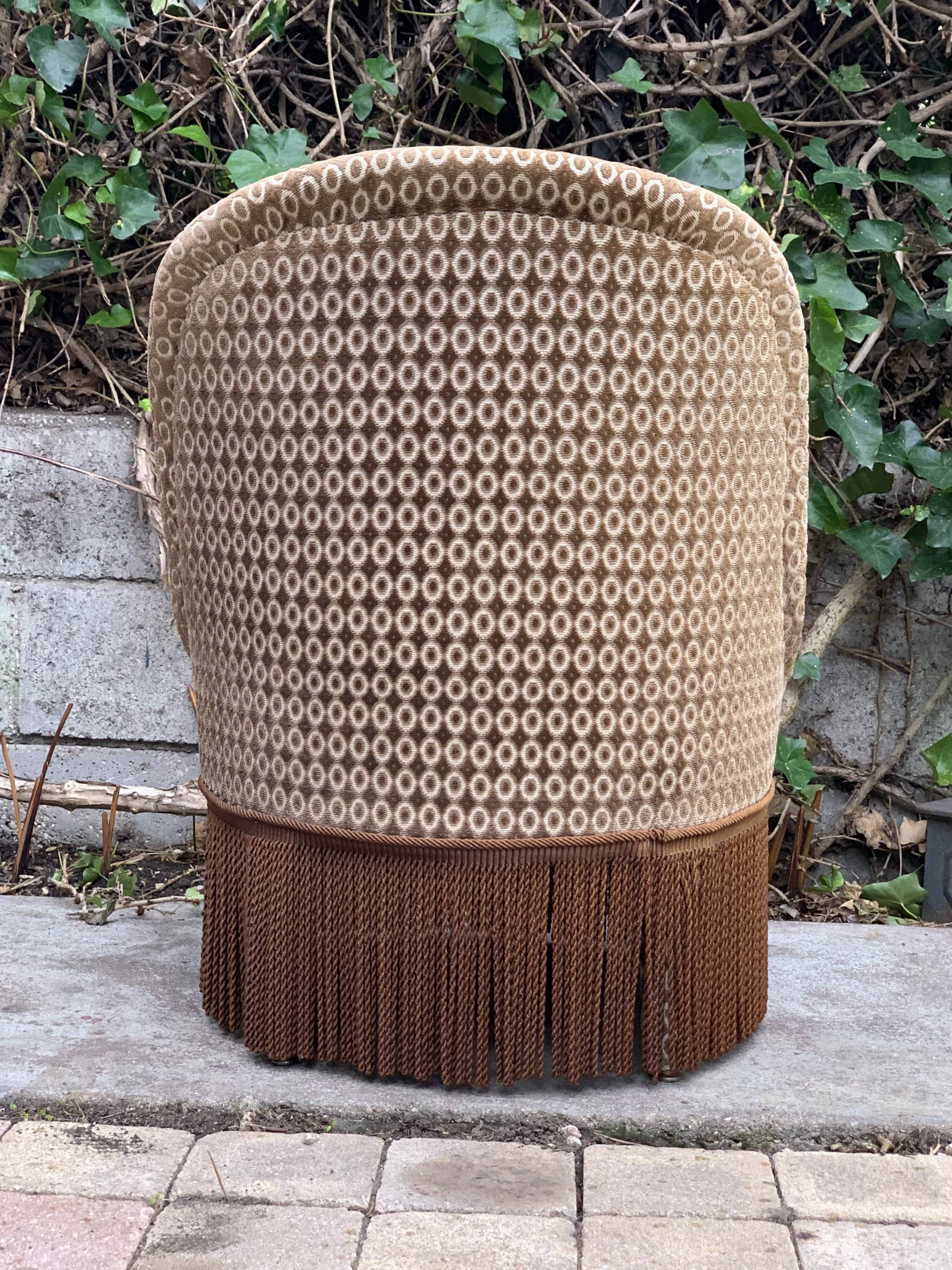 Vintage chocolate velvet toad armchair