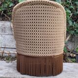 Fauteuil crapaud vintage en velours chocolat