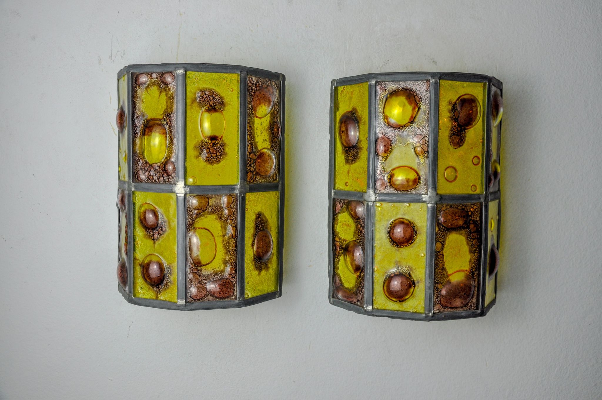 Pair of brutalist sconces by Felipe Derflingher for Feders, blown glass, 1960, Mexico