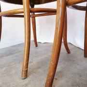 Set of 4 Vintage Bentwood Dining Chairs: Cane Back, Leather Seat, Thonet St