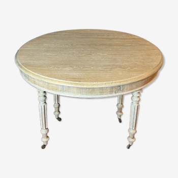 Louis Philippe style table with extensions in bleached limed oak / L 265cm
