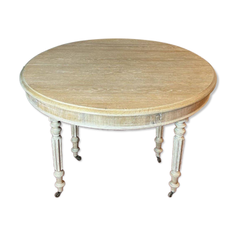 Louis Philippe style table with extensions in bleached limed oak / L 265cm