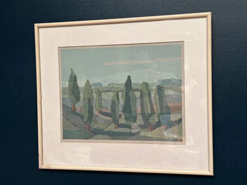 Original Swedish Oil on Paper – “Trees” by Gunnar Fohlin – Signed –