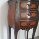 Antique marquetry bedside table, marble top