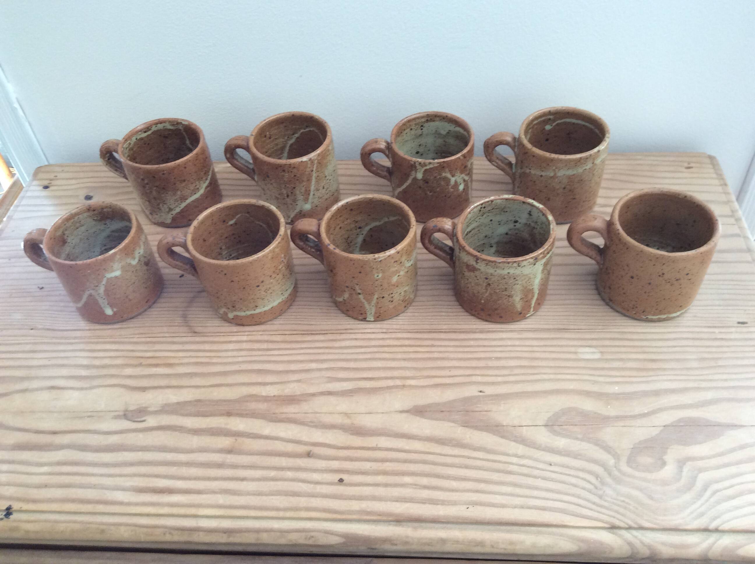9 stoneware coffee cups