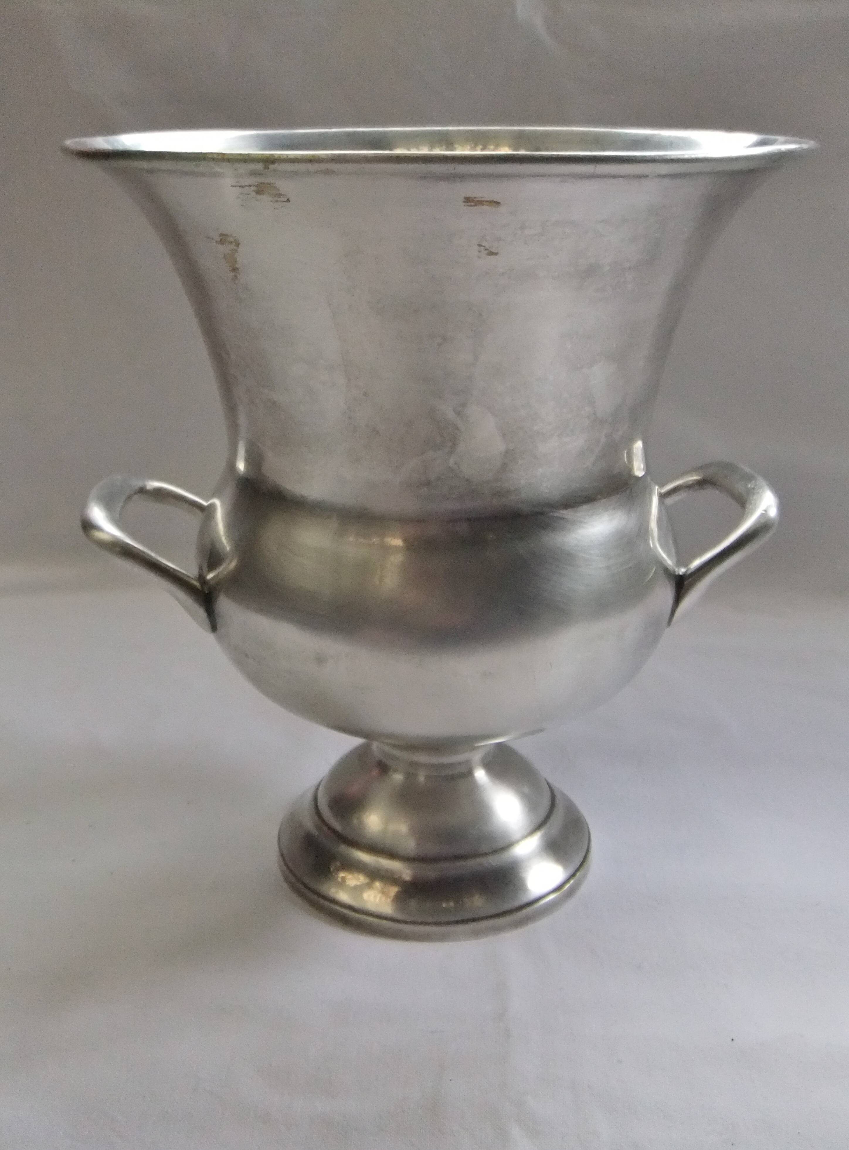 Old champagne bucket with vintage silver metal cooler Medici