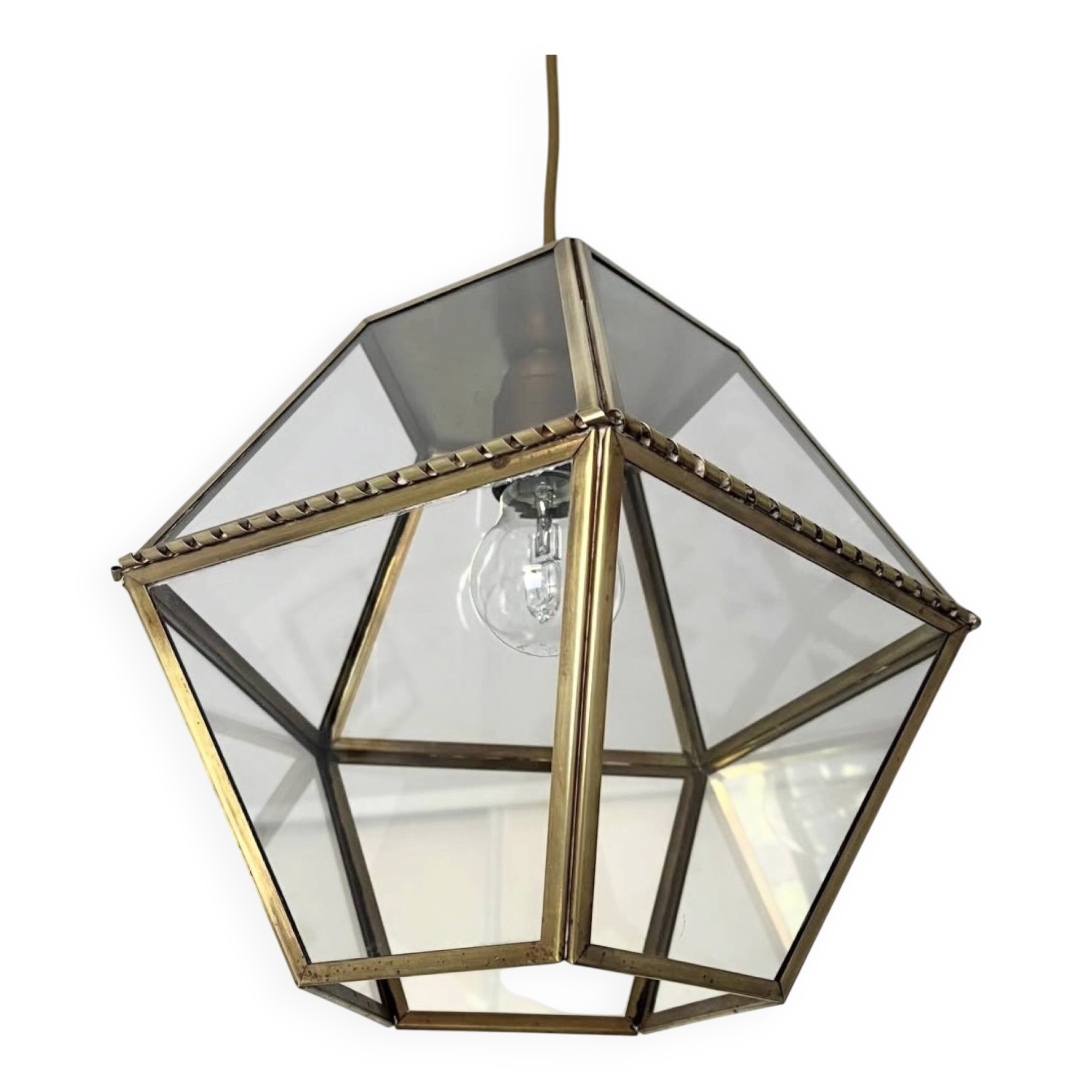 Vintage glass and brass pendant light
