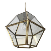 Vintage glass and brass pendant light
