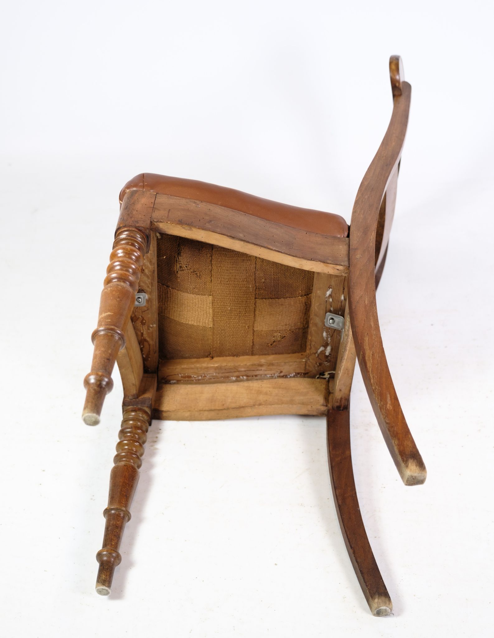 Lot de 8 chaises Empire en cuir marron de haute qualité en acajou