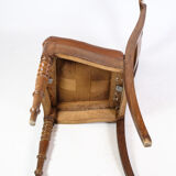 Set of eight late empire chairs in high quality brown leather in mahogany