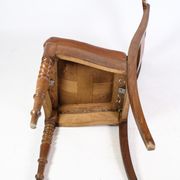 Lot de 8 chaises Empire en cuir marron de haute qualité en acajou