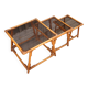 Nesting tables in rattan and glass