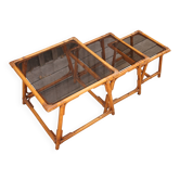 Tables gigognes en rotin et verre