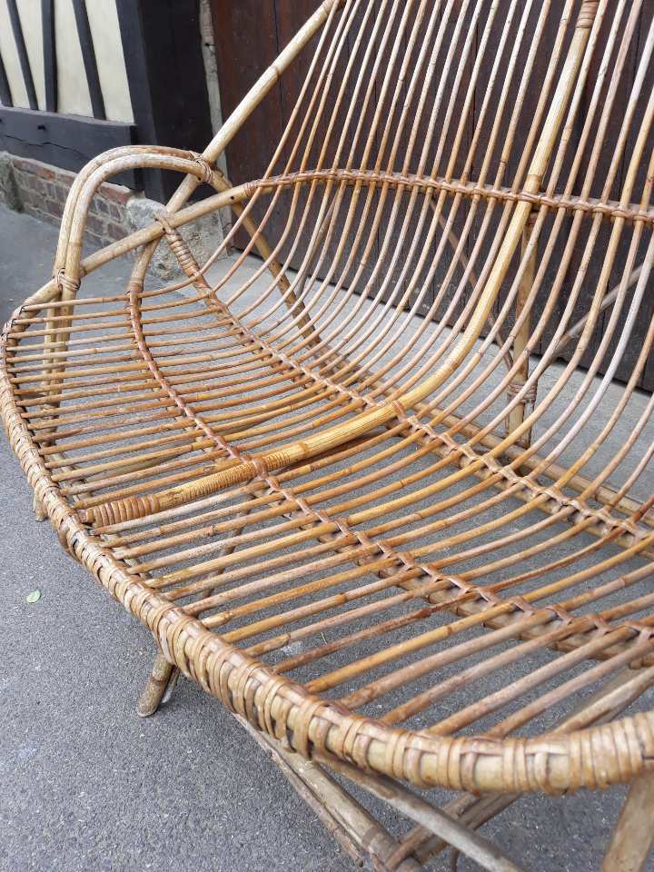 Old rattan bench