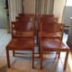 Set of 6 chairs wood and leather 60s