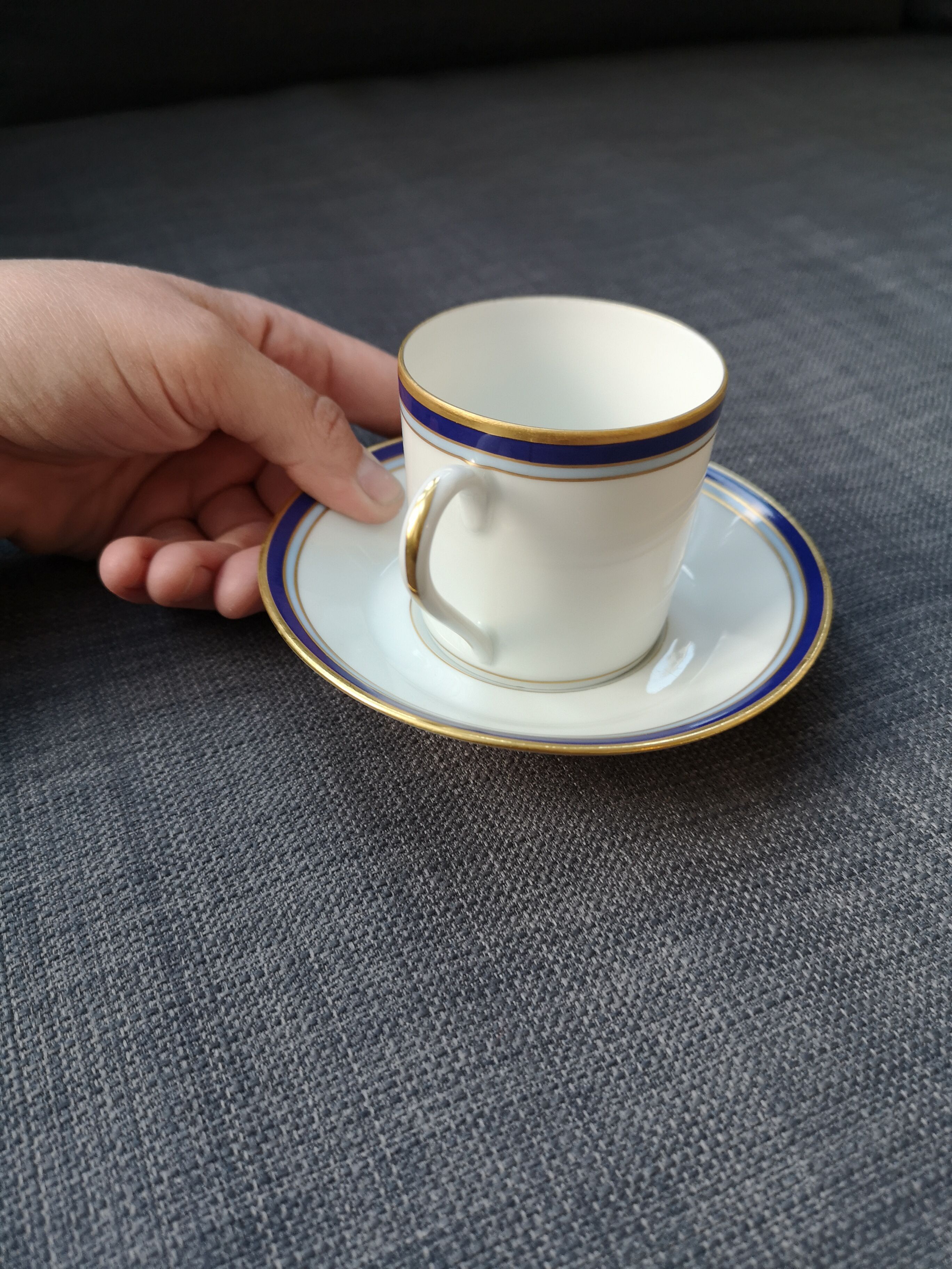 Haviland coffee cup and saucers - midnight blue collection - porcelain limoges