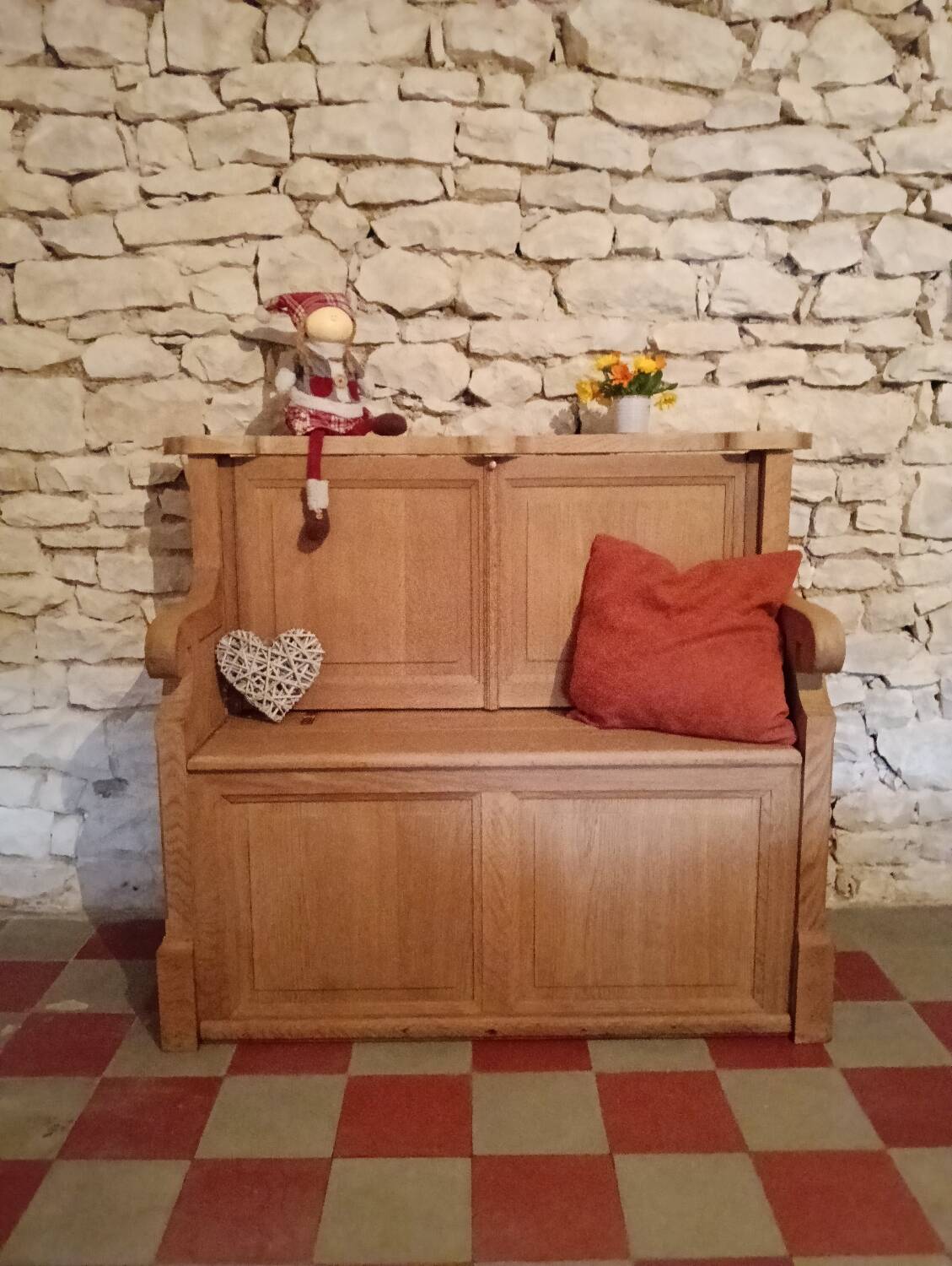 Solid oak church pew