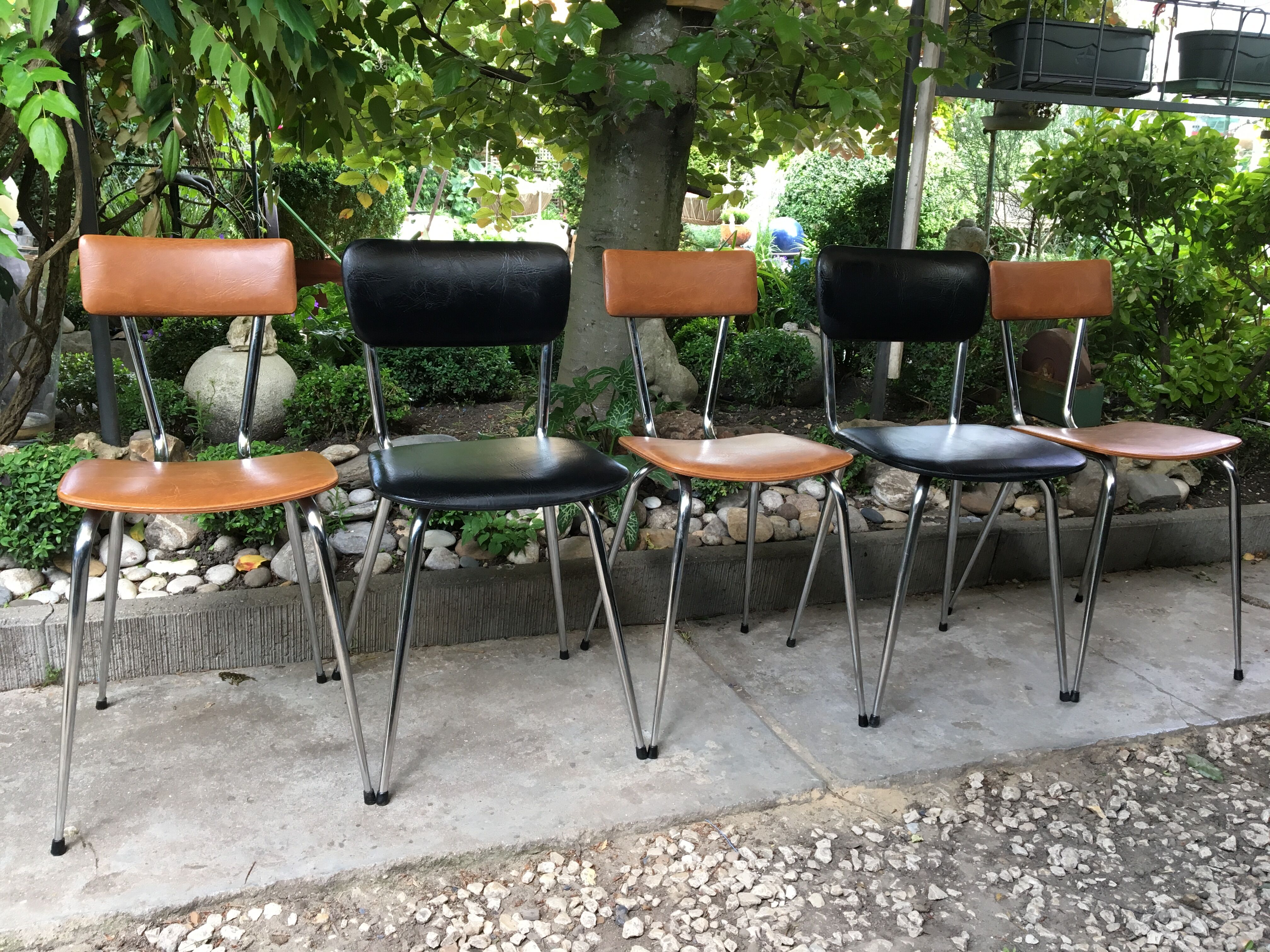 Chairs skaï  and  chrome