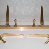 Original WHW Workshop HAGENAUER Vienna, Brass Wall Coat Rack + 2 Hooks