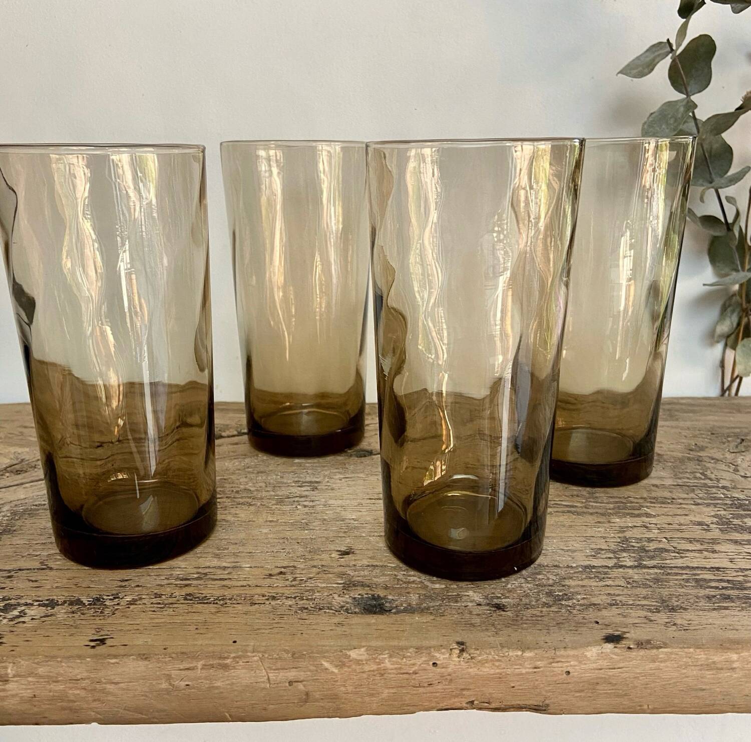 4 twisted smoked glasses