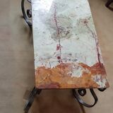 Table basse fer forge dessus marbre