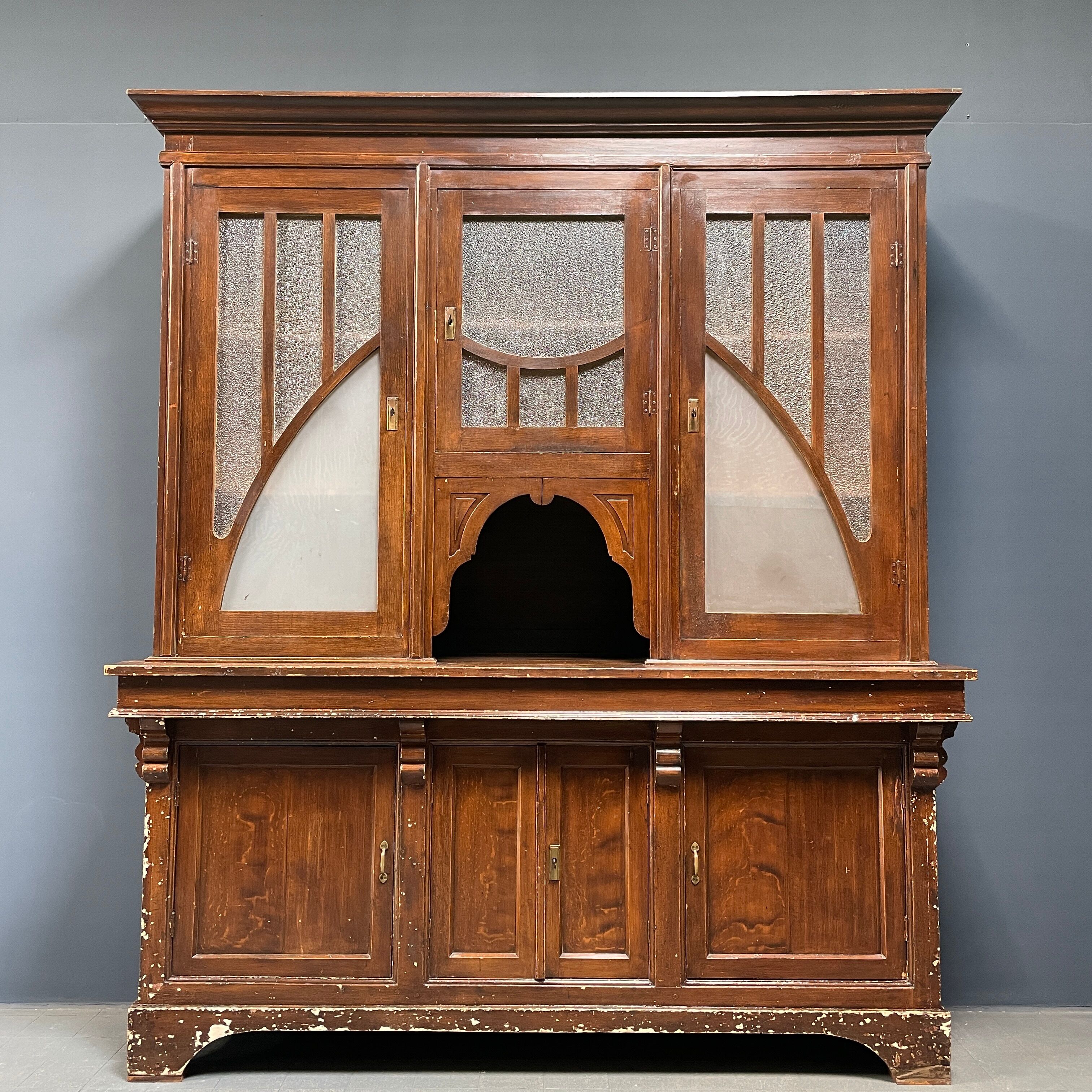 Large art deco cafe cabinet from Belgium, 1920s.