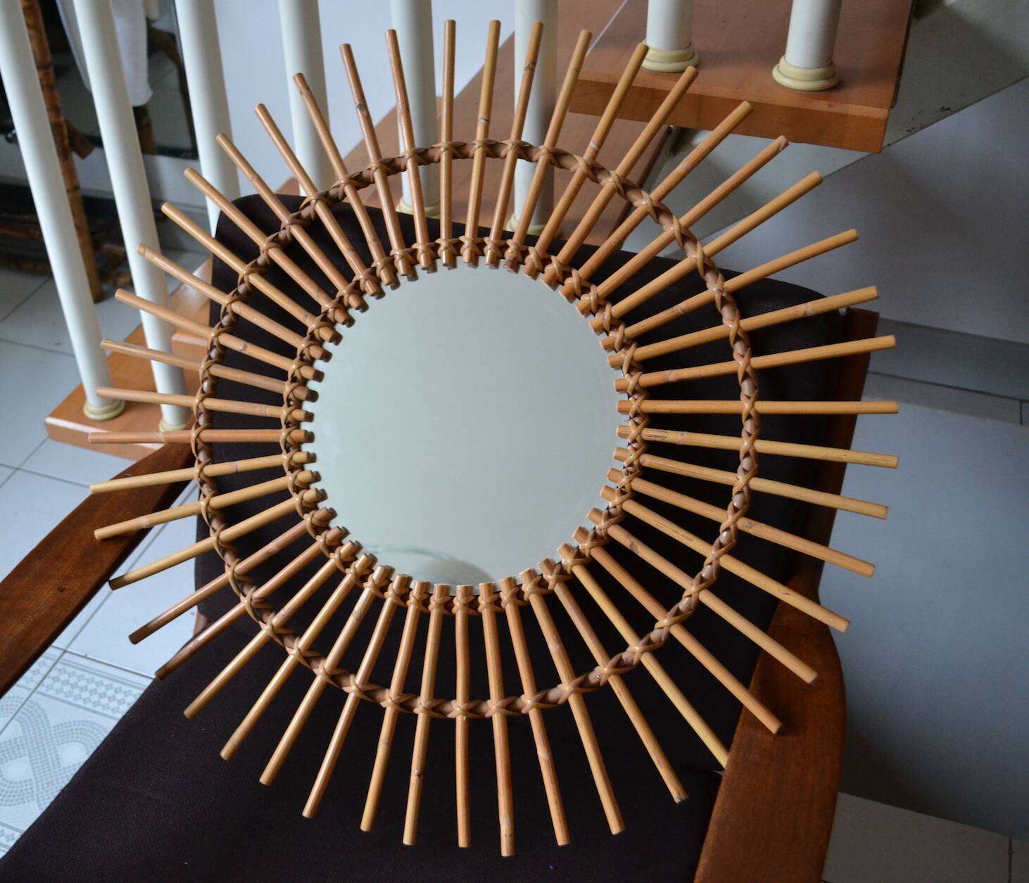 Rattan sun mirror