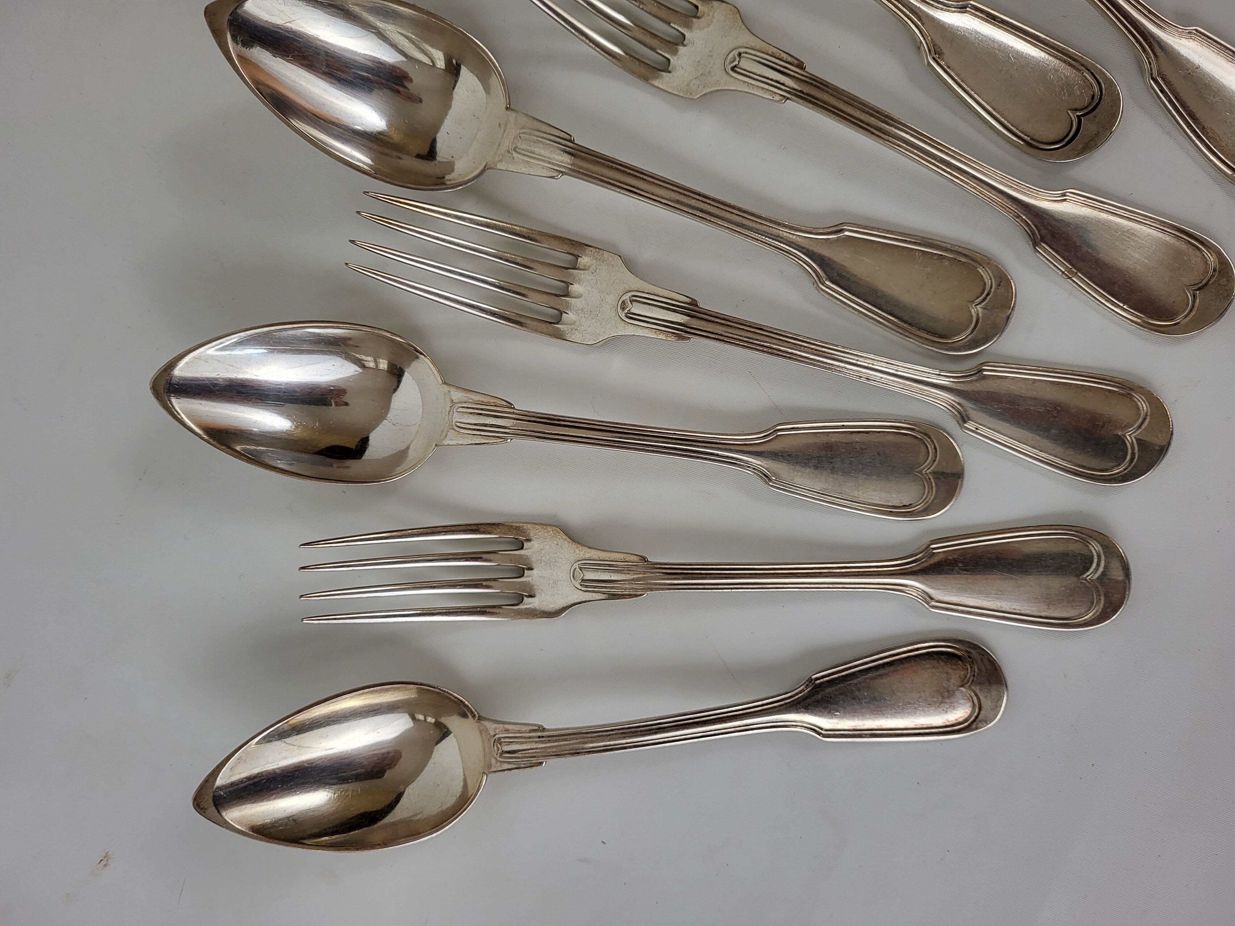12 silver metal cutlery mesh model
