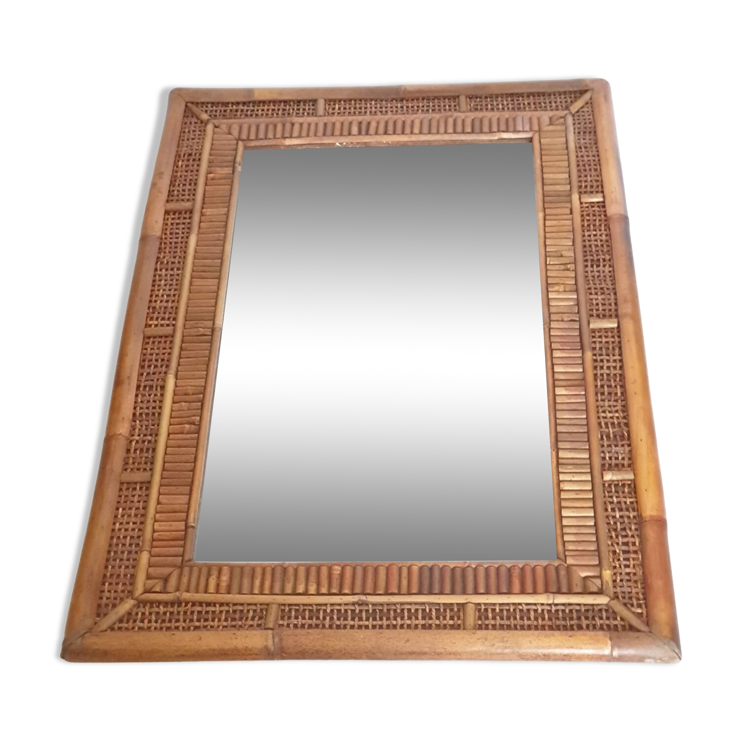 miroir bambou rotin Italie XXe 1940-1950