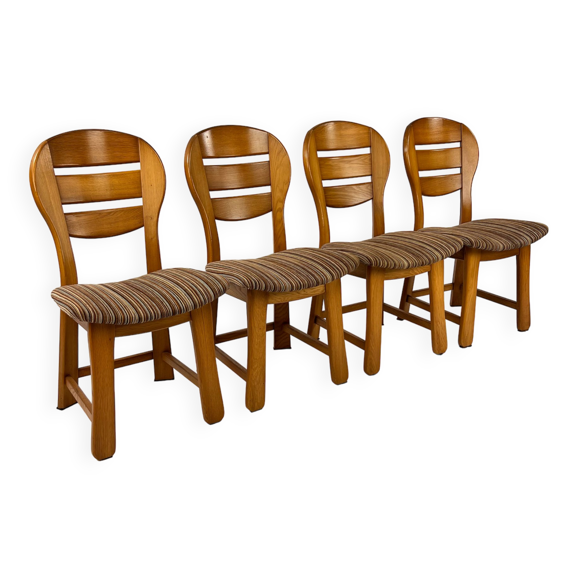 Ensemble de 4 chaises de salle à manger vintage en chêne moderniste, années 1960