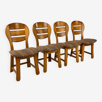 Ensemble de 4 chaises de salle à manger vintage en chêne moderniste, années 1960