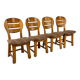 Ensemble de 4 chaises de salle à manger vintage en chêne moderniste, années 1960
