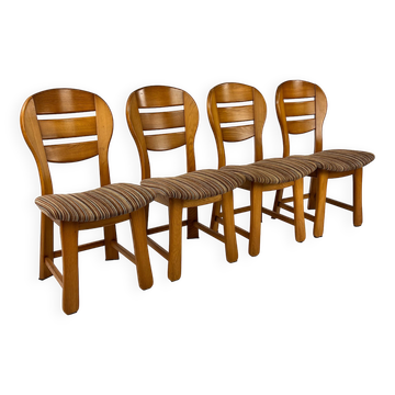 Ensemble de 4 chaises de salle à manger vintage en chêne moderniste, années 1960