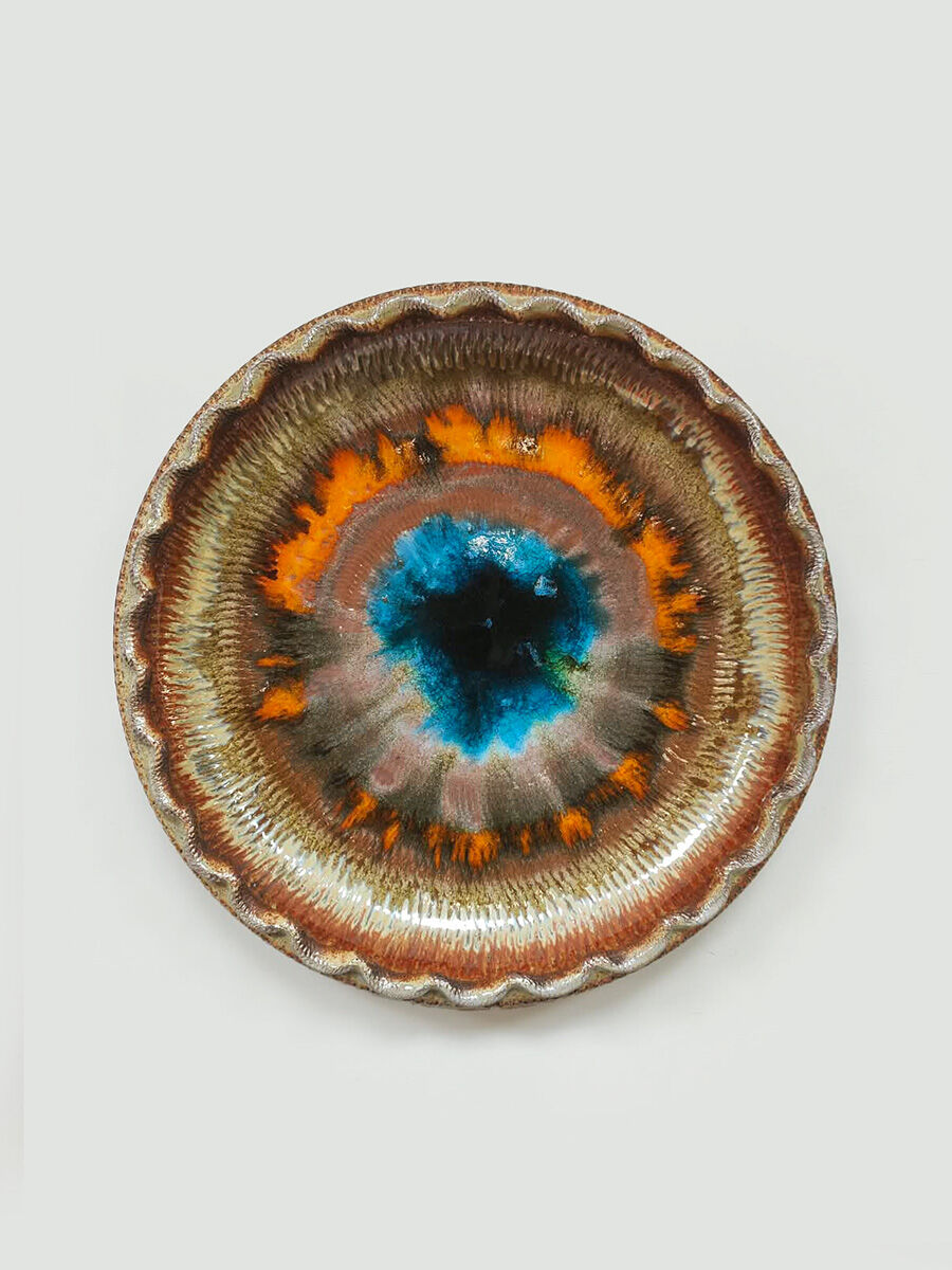 Vintage ceramic wall art bowl 'colorful fat lava'