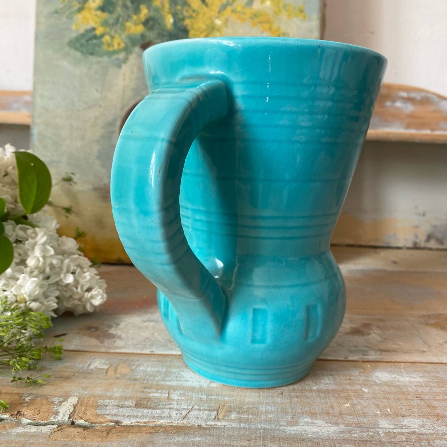 Turquoise Pichet Digoin from the 1950s