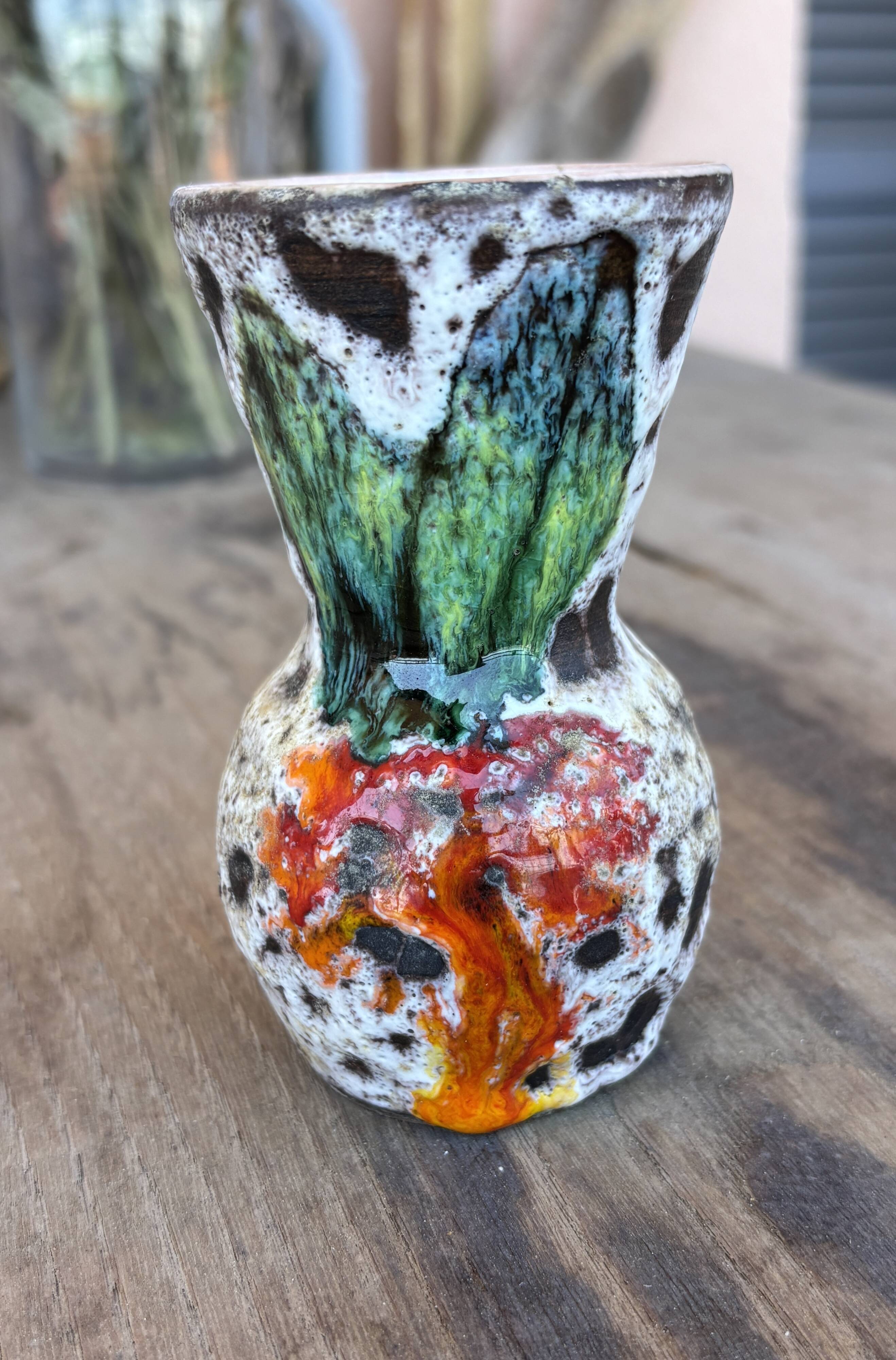 Vase Vallauris La Roue – multicoloured ceramic 60s handmade piece
