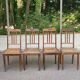 4 Art Deco chairs in solid oak with caning from the 1920s.