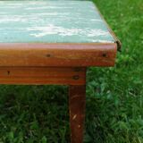 wooden stool on top skaï, vintage