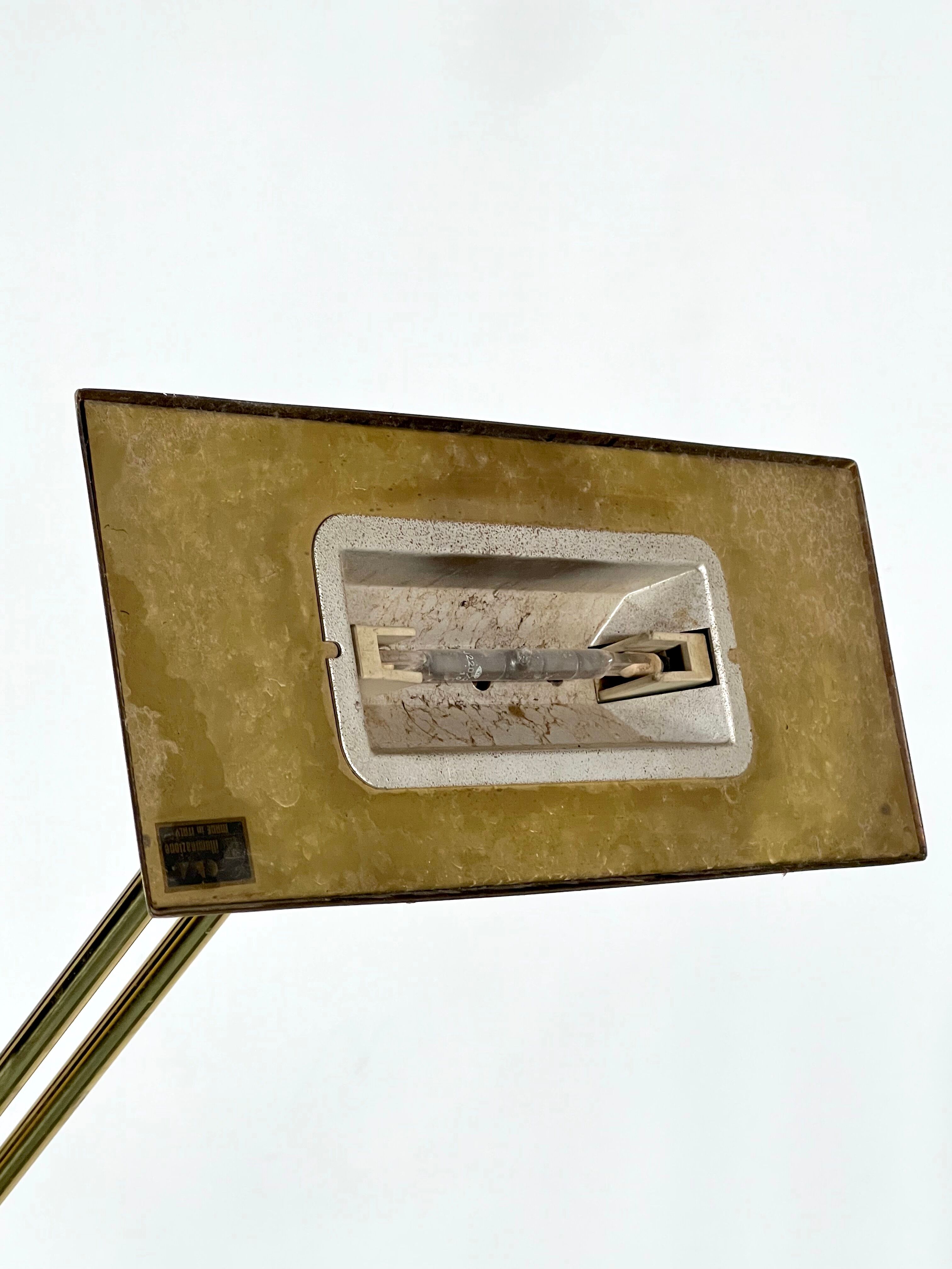 Vintage adjustable Italian solid brass floor lamp from 70s