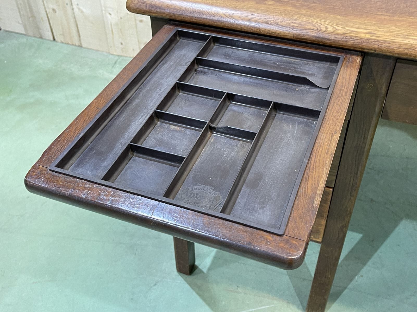 60s English flat desk in oak