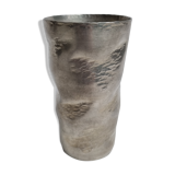 Hammered tin cup, signed