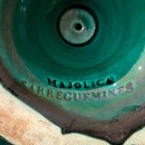 Coupe Sarreguemines majolique feuille de vignes