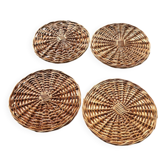 Set of 4 wicker trays
