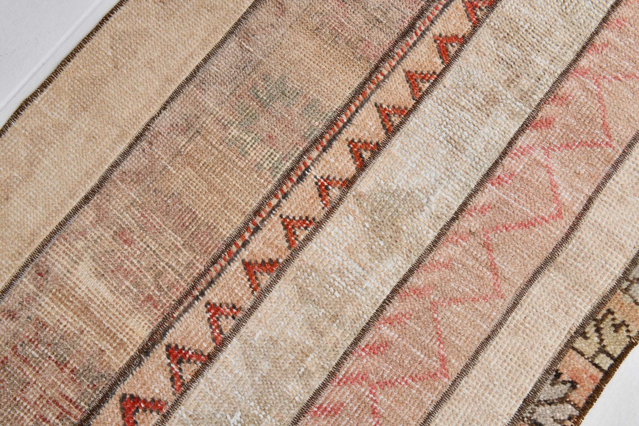 2x10 Narrow Brown Beige Turkish Runner Rug, 69x301Cm