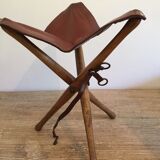 Folding leather fishing stool