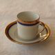 6 coffee cups + saucers in Gien porcelain – Empire style, gold trim