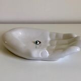 Vide poche en céramique émaillée blanc en forme de grande main, 1990