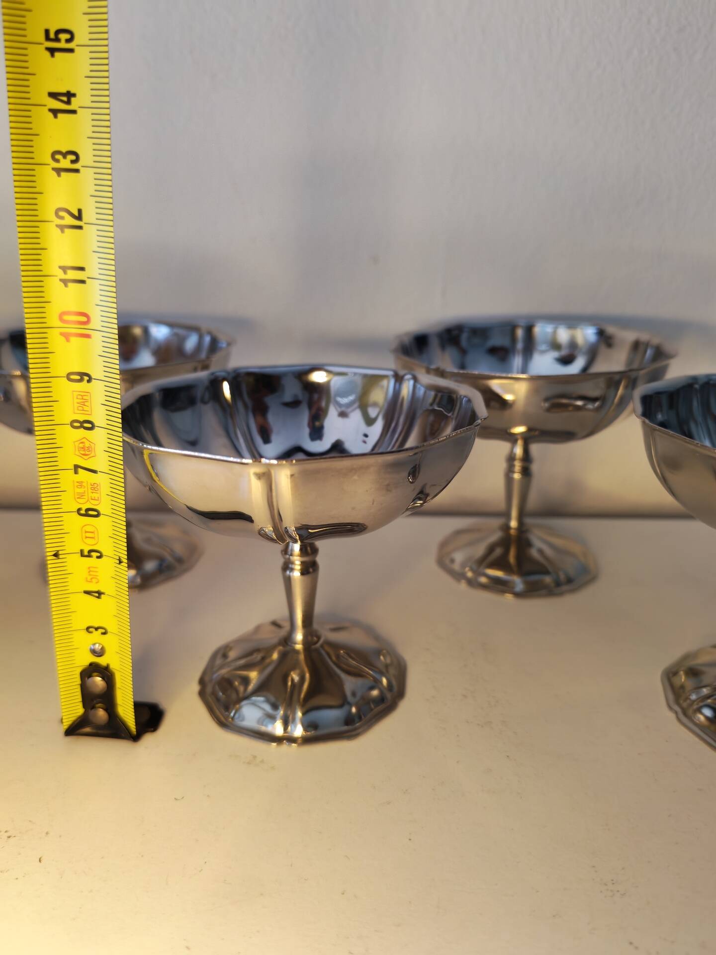 6 coupes à sorbet vintage en acier chromé inoxydable