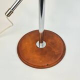 Atelje Lyktan desk lamp in chrome and vintage brown leather, mid-century, Sweden.