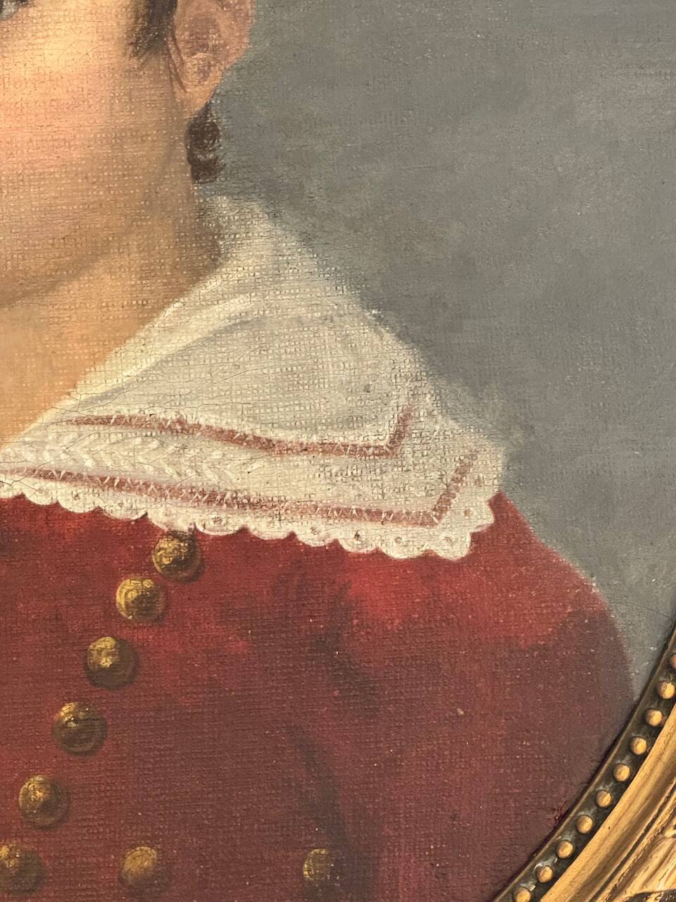 Old painting, portrait of a young boy 19th century